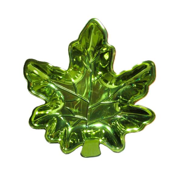 Greenbrier Maple Leaf Serving Tray Green Silver Metallic Finish 8x9 inches - Picture 1 of 2
